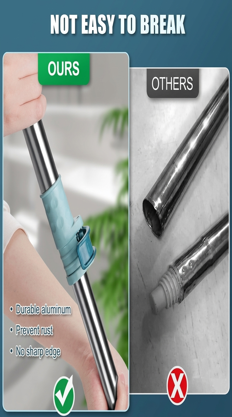 Magic Broom with Silicone Blade 180° Swivel Head Adjustable Long Handle Multipurpose Cleaning Wiper