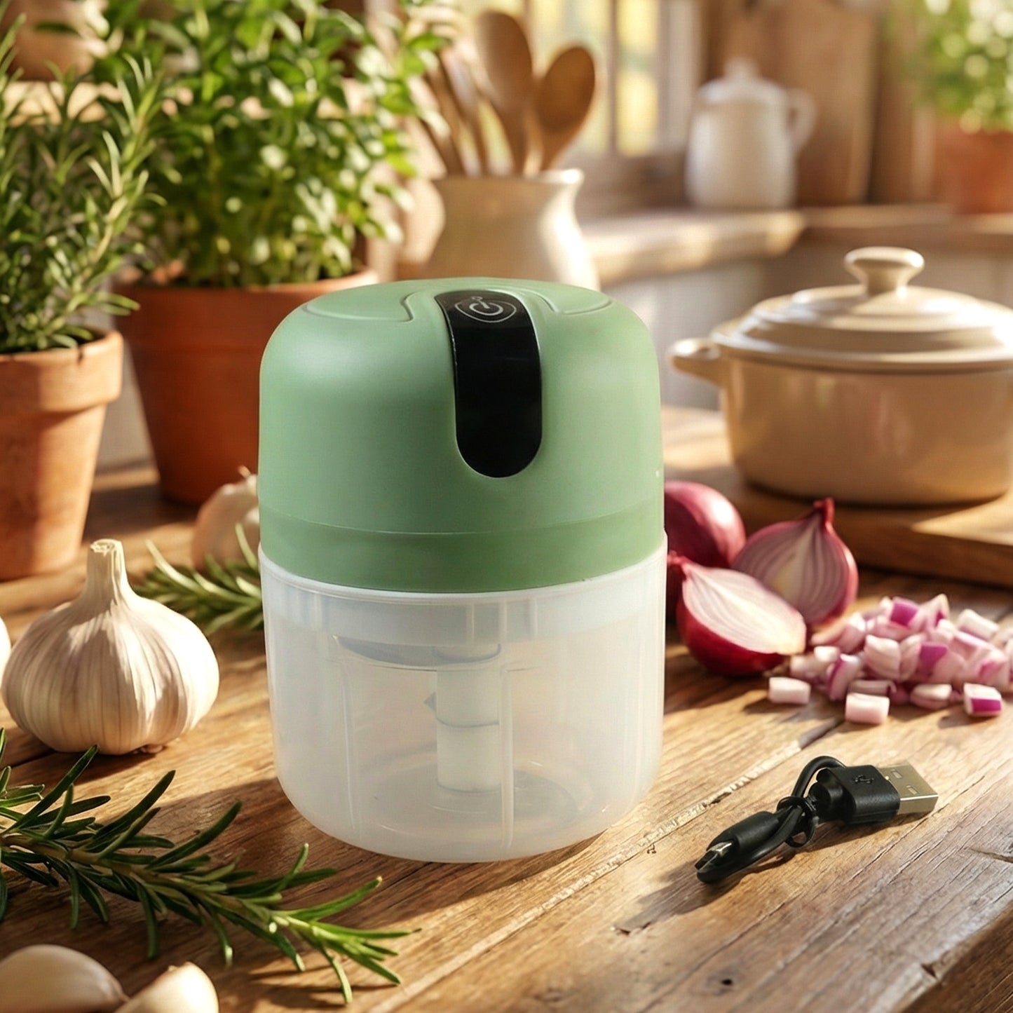 Mini Electric Food Processor  Vegetable Chopper Garlic Chopper  Machine  (250 Ml)