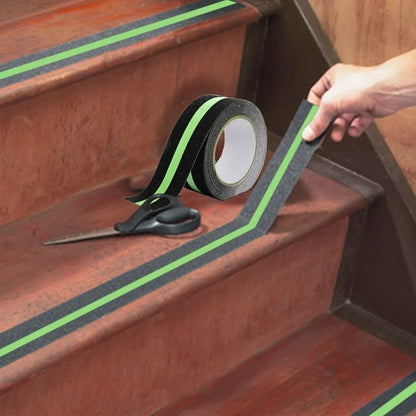 2 Pack 5-Meter Each , Anti Slip Tape with Glow in Dark Stripe for Stairs Waterproof Non Slip Strips for Stair & Green Non-Slip Heavy duty