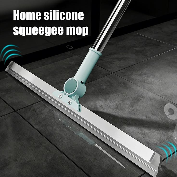 Magic Broom with Silicone Blade 180° Swivel Head Adjustable Long Handle Multipurpose Cleaning Wiper