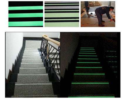 2 Pack 5-Meter Each , Anti Slip Tape with Glow in Dark Stripe for Stairs Waterproof Non Slip Strips for Stair & Green Non-Slip Heavy duty