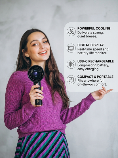 Hand Fan Rechargeable Portable Fan Rechargeable Mini Fan with 5000mAh Battery