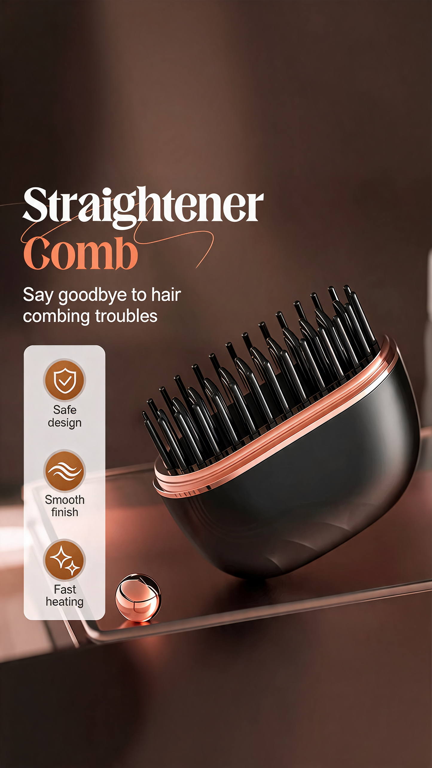 Mini Cordless Hair Straightener Comb