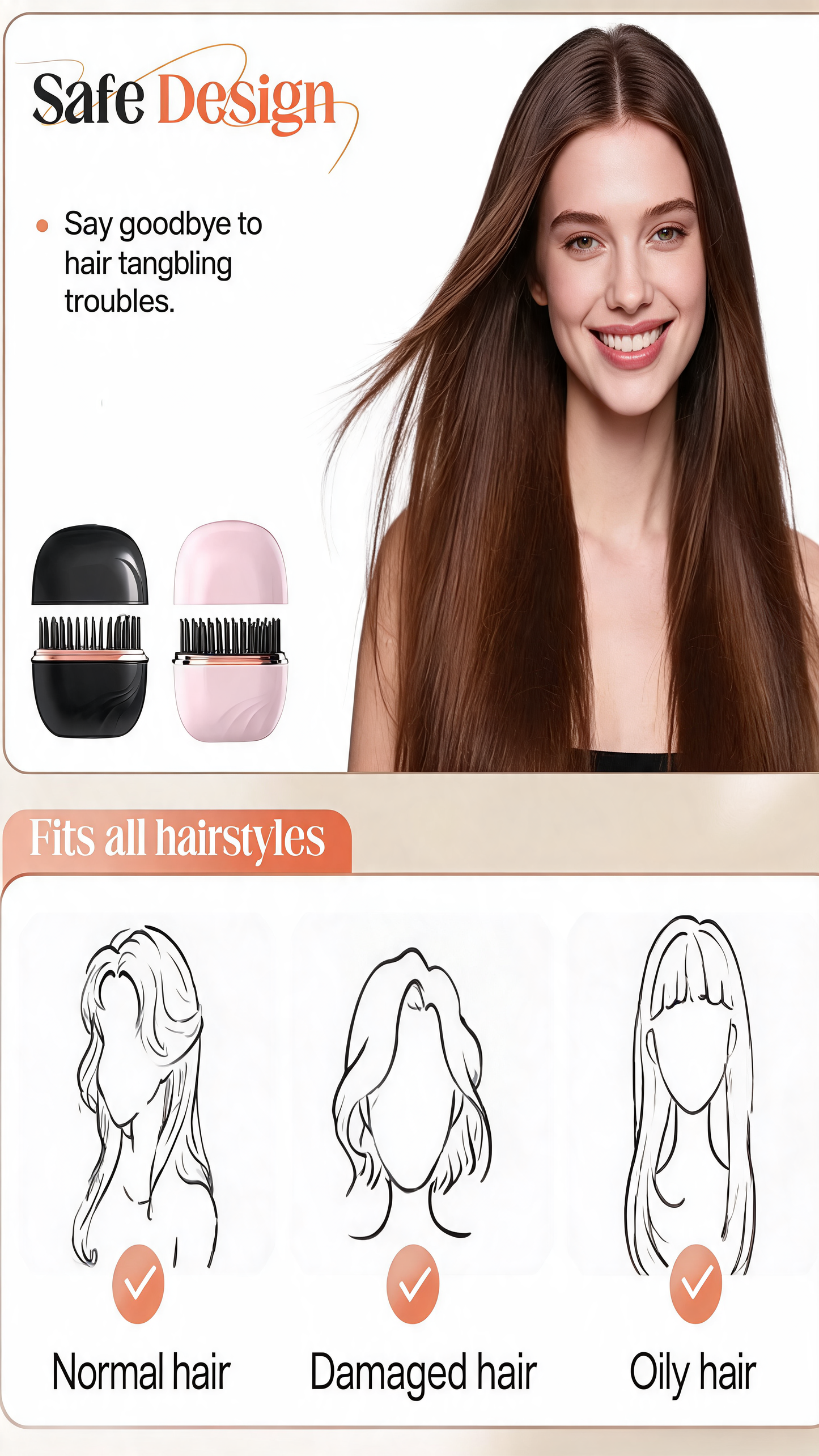 Mini Cordless Hair Straightener Comb