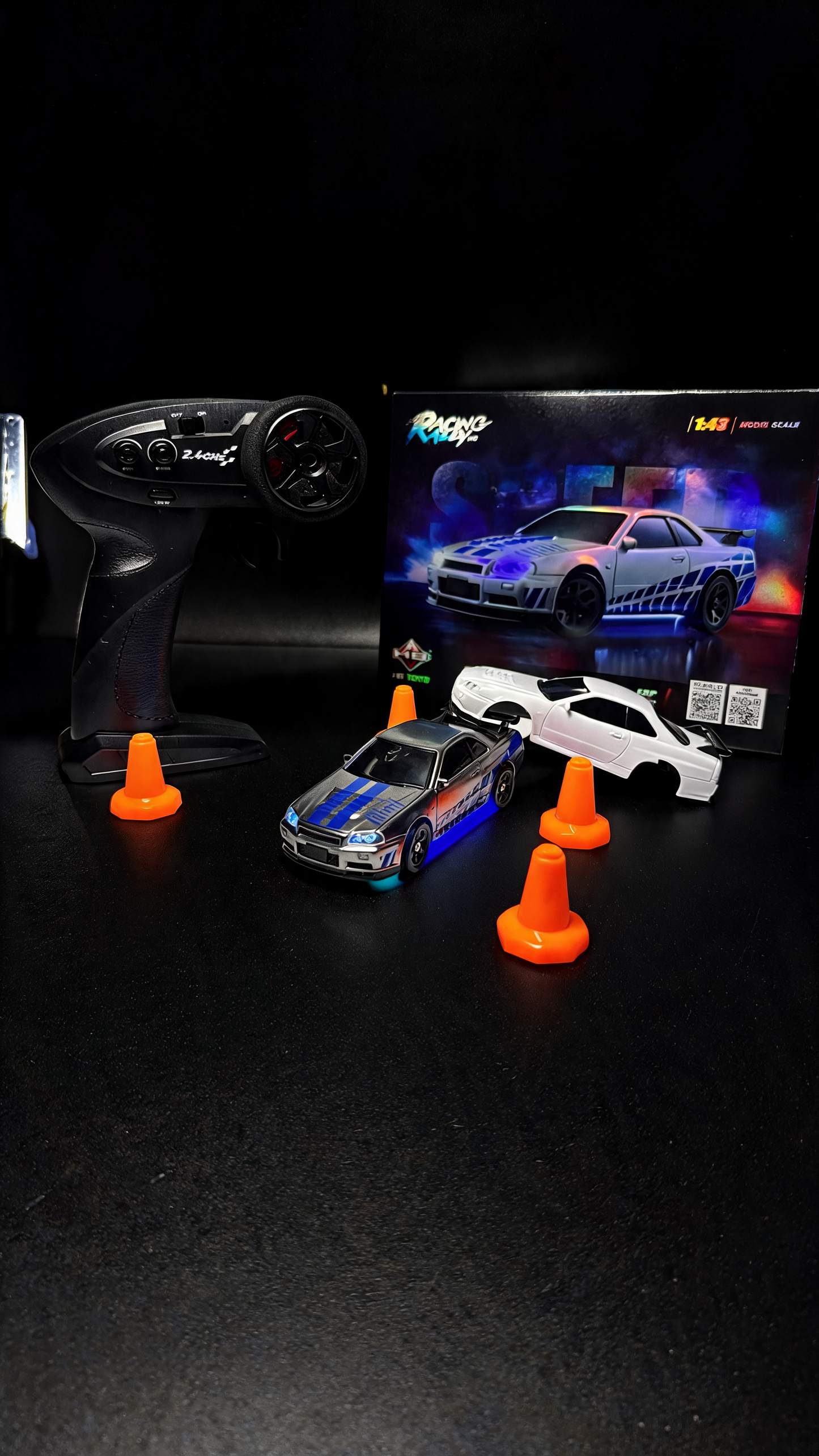 Skyline GTR Rc Car 4WD 1.43 Scale Fiber Body Professional Drift 18Kmph