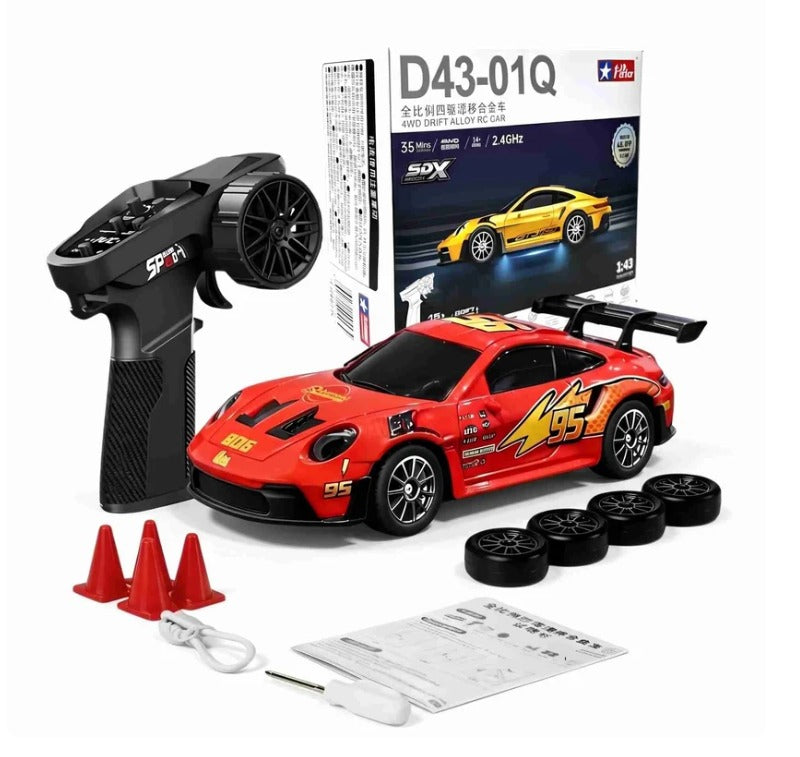 CC Hstar | 4WD Drift Alloy Car (D43-01Q15) | McQueen Red | 1:43 Scale